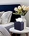 Tissue Box Cover Square Leather – Tissue Box Holder with Bottom Belt [JESMINI, Navy Blue] Decorative Cube Tissue Holder for Bathroom