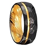 Ayoiow Anillos de boda de acero inoxidable para hombre, anillos de boda de acero inoxidable con textura abovedada de dos tonos para hombre, sin piedras preciosas, W 1/2, Acero inoxidable, Sin piedra