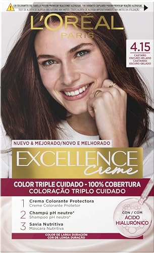 L´ORÉAL PARIS Excellence Creme Tinte Permanente - Tono 4.15 Castaño Oscuro Helado