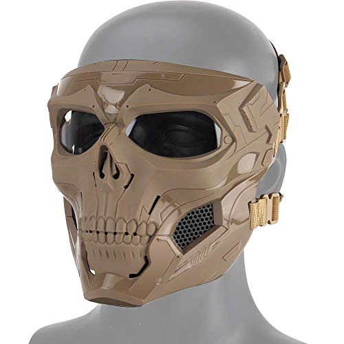 Maschera Integrale Tattica Skull Military Airsoft con Occhiali protettivi a Rete, Adatta per la Caccia Sportiva di Giochi di società, Giochi di Guerra CS