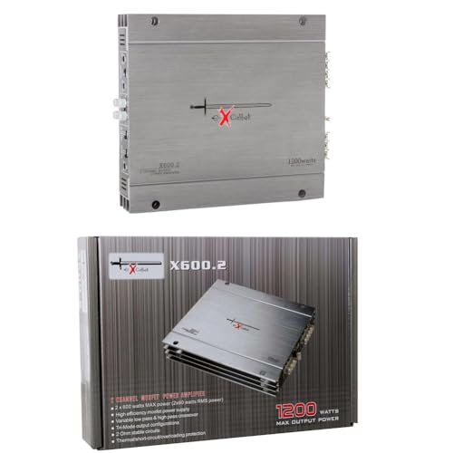 KIT SET PARA EXCALIBUR X600.2 1 amplificador de 2 canales 1200 vatios máx. 2 x 60 vatios rms, con refuerzo de graves, para tapa de maletero de coche, 1 pieza