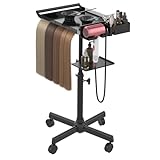 Friseurtablett auf Rädern, Rollsalon-Tablett mit Halter und Haar-Trennständer, Salonwagen, verstellbares Tablett mit Aufbewahrungsplattform, Farbschalen und Werkzeugen für Haarstylisten