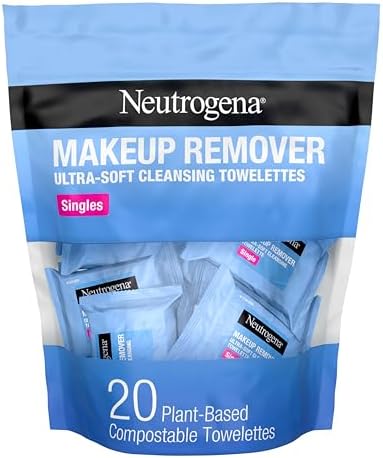 Neutrogena Makeup Remover Towelettes for Face with Micellar Water Daily Alcohol-Free, 20 ct