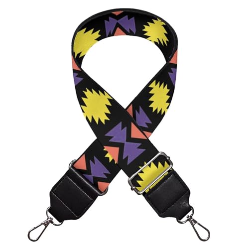 Image of TODIYADDU Yellow Purple Geometric Tribal Aztec Bag Straps with Metal Buckle Adjustable Crossbody Guitar Shoulder Strap for Handbags Bags