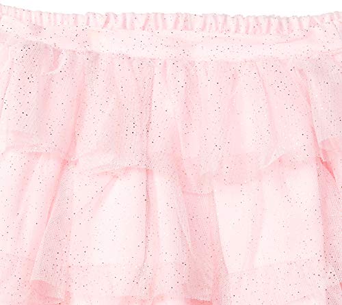 Image of Amazon Brand - Jam & Honey Girls Voluminous Skirt with a Glittery or Heart Print on The Top Layer and Elastic Waistband, Lined