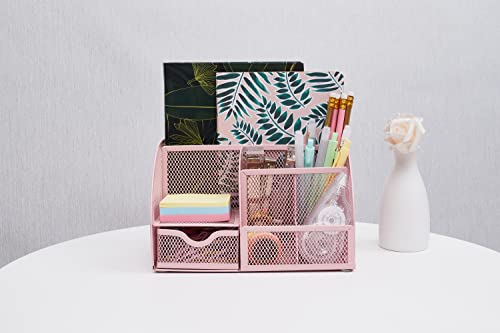 Annova Organizador de mesa de malha para escritório com 7 compartimentos + gaveta/mesa organizado pa