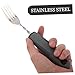 FOYTOKI Stainless Steel Adaptive Fork Spoon Small Spoons for Comfortable Rubber Handles Versatile for Home Nursing Home