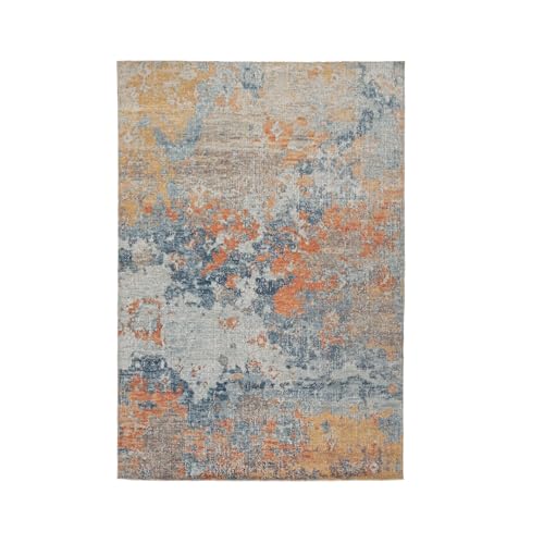Signature Design by Ashley Wraylen 8 x 10 Low Pile Boho Abstract Rug, Orange & Blue by Signature Design by Ashley - Used condition - US$87.86