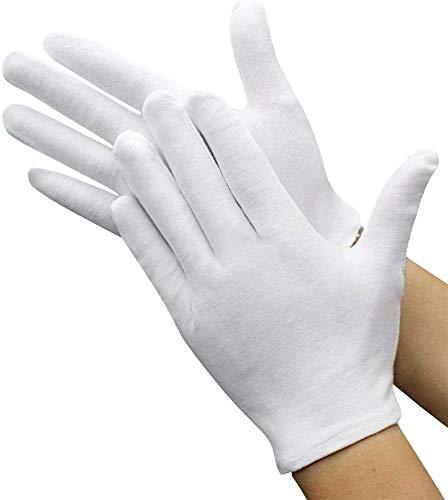 5Pairs White Cotton Gloves - Soft, Moisturizing for Dry Hands - Silver Inspection Gloves for Jewelry & Coin Collection