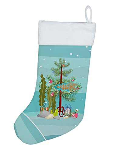 Caroline's Treasures CK4530CS Paradise Fish Merry Christmas Christmas Stocking Fireplace Hanging Stockings Christmas Season Party Decor Family Holiday Decorations