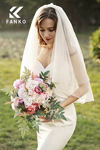 Fanko Fake Rose Artificial Flowers: Silk Flowers Baby Pink Rose Artificial Flowers Bouquet Bulk Fake Flowers For Decoration Fake Flowers Centerpiece Burgundy White Rose For Wedding #TOP3