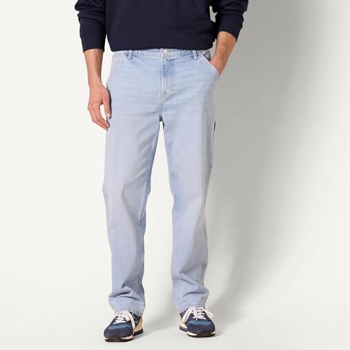 Amazon Essentials Men's Relaxed-Fit Workwear Carpenter Jean with Comfort Stretch, Light Blue Wash, 34W x 32L by Amazon Essentials - Used condition - Image 3