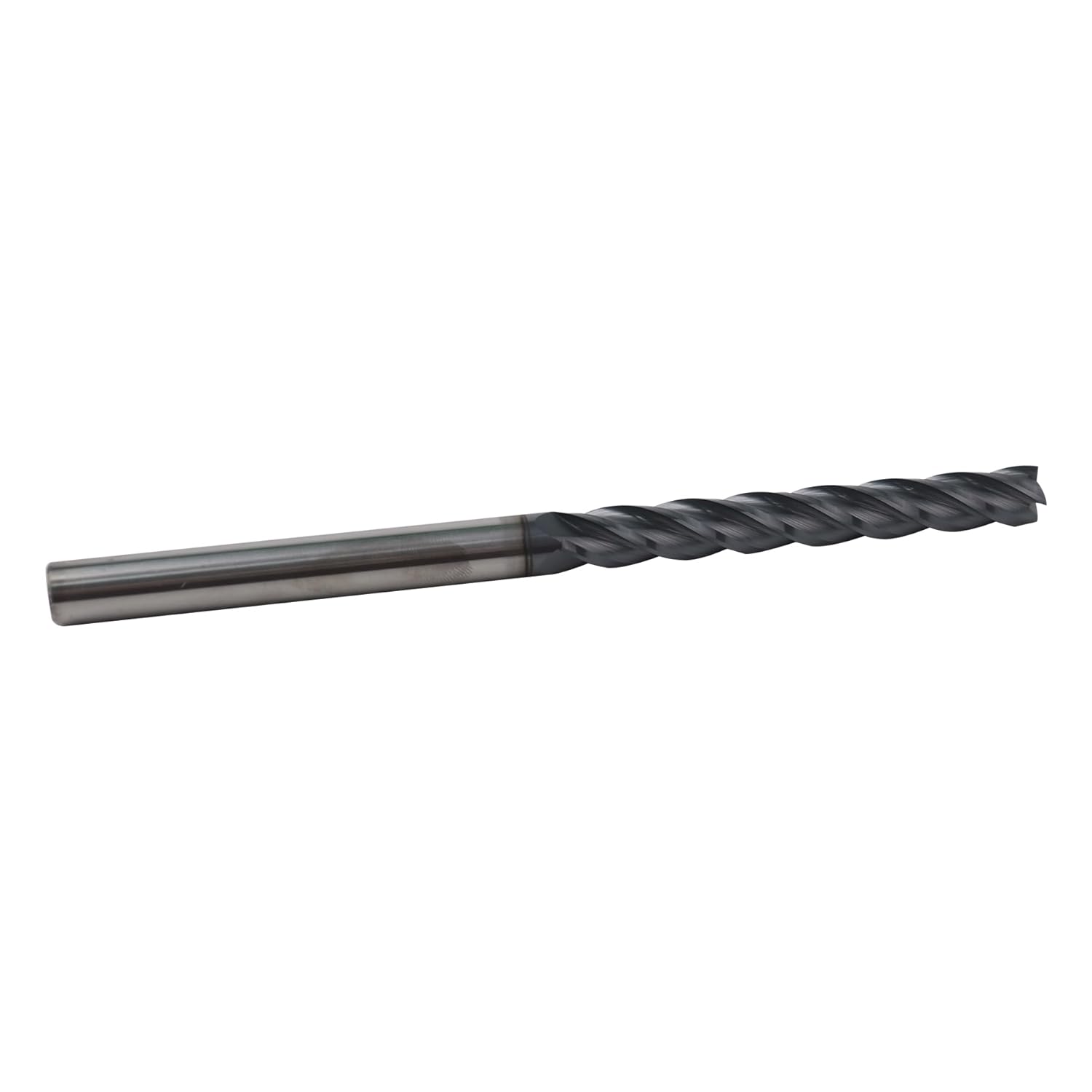 3/8'' Carbide Long End Mill, 4 Flute, AlTiN Coating, Square End Mills for Steels, 30 Degree Helix, CNC Router Bit, 3/8" Shank Diameter, 3" Length of Cut