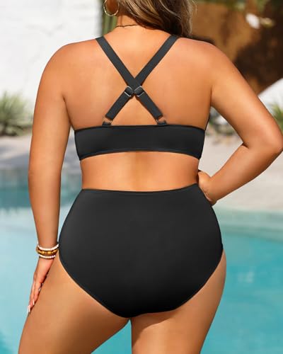 Daci Plus Size High Waisted Bikini - Two Piece Swimsuit Tummy Control Bathing Suit Sexy V Neck Swimwear 20252