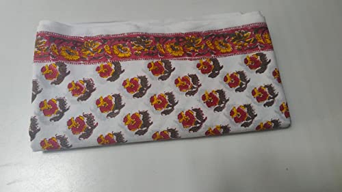 Image of Floral Printed Cotton Fabric Cloth Hand Block Print Fabric Women Material Running Jaipuri Hand Block Printed Women Dress Material Kurtis Natural 44 inch Inches Width 2.5 Meter (Pattern 8)