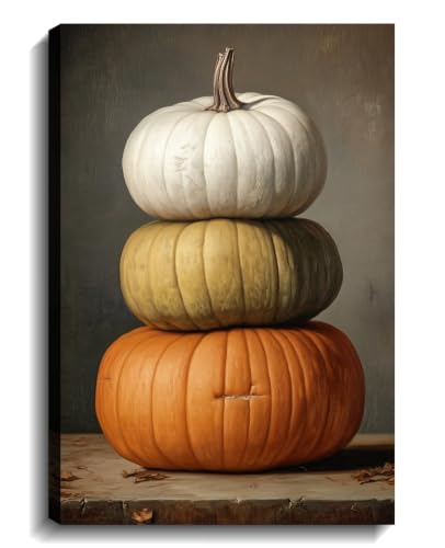 Decoración de pared con lienzo de calabaza de otoño rústico para cuadros de salón
