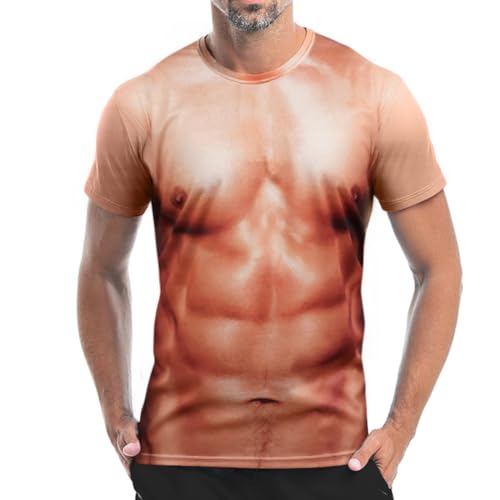 AYBUY Maglietta Muscolare Stampata in 3D, Maglietta ABS da Uomo, T-Shirt Uomo Maniche Corte, Running Sport Casual Maniche Corte, Magliette Sportive e Magliette Fitness(XL)