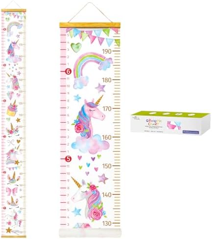 HomeEvolution Kids Growth Chart Height Measuring Chart, Unicorn Canvas Wall Hanging Rulers for Baby Children Girls Bedroom Decor