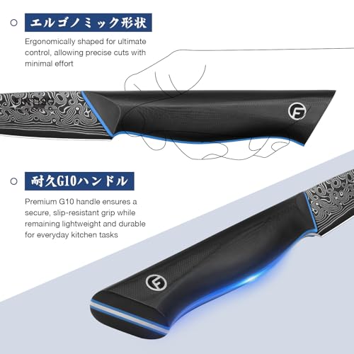 Image of 3.75 Inch Paring Knife, Fruit Knives with G10 Handle, 67-Layer Japanese Damascus Steel Forged Small Kitchen Knife, Ultra Sharp Knves with Exquisite Package