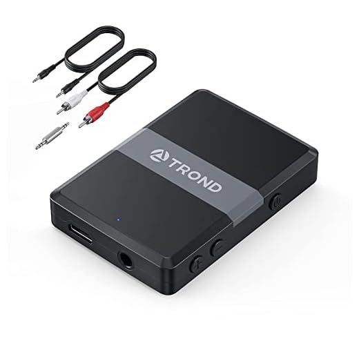 TROND Bluetooth V5.0 Transmitter Receiver, 2-in-1 Wireless 3.5mm Audio Adapter, AptX Low Latency, Smart Codec Indicator, 2 Devices Simultaneously, for TV, iPod, Home Sound System