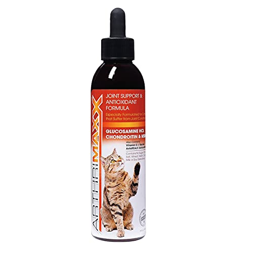 ArthriMAXX Cat Supplement for Joints, Liquid Drops, Anti-Inflammatory, Glucosamine & Chondroitin, for Joint Conditions, Chicken Flavor, 4 Month Supply