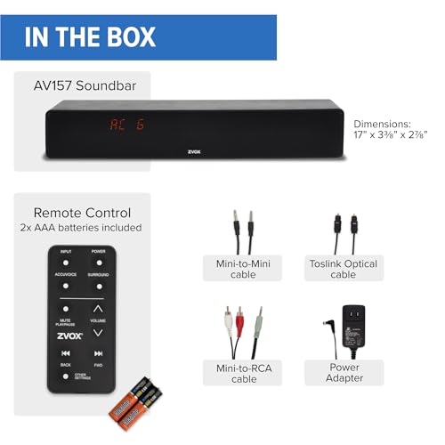 Zvox 400155X Dialogue Clarifying Sound Bar With Patented Hearing Technology - Accuvoice Tv Sound Bar With Twelve Levels Of Voice Boost - Home Theater Audio Tv Speakers Soundbar thumb #7