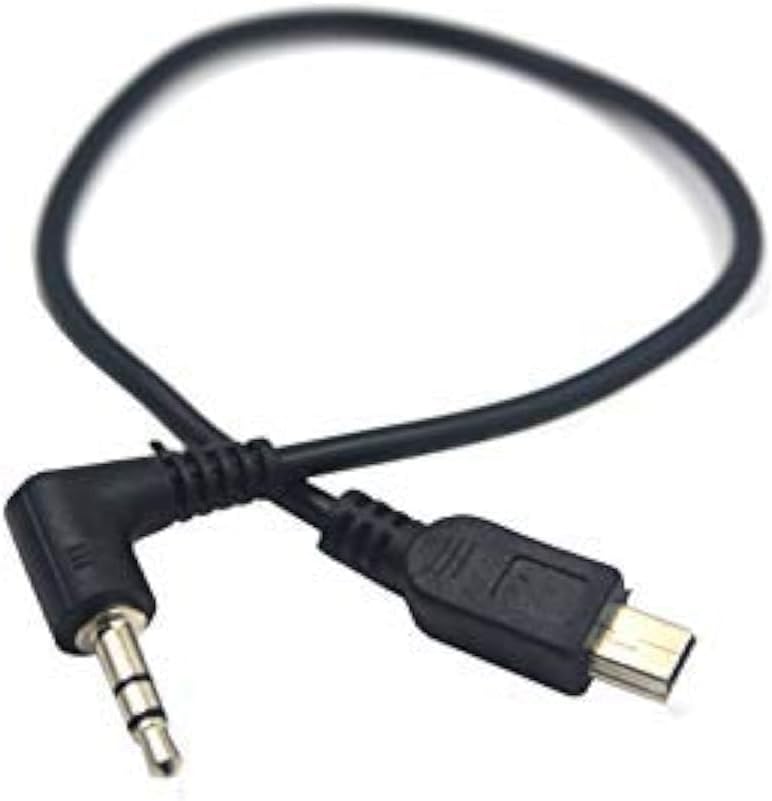 Duttek Right Angled 90 Degree 3-Pole 3.5mm DC Male AUX Audio Jack to Mini USB Male Microphone Adapter Cable-0.3m/Black