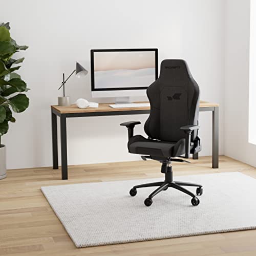 Chair -DR275NIGHT- Sedia da gioco professionale, materiale tessuto con finitura velluto, braccioli regolabili 4D, pistone classe 4, girevole, meccanismo a rana, nero/grigio - Sedia gaming - Immagine 1