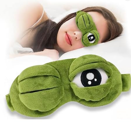 Funny Sleep Eye Mask, Cover for Sleeping Mask Blindfold Soft and Fluff Sleep Eye 3D Novelty Cartoon Frogs Mask, Eye Blinder As Gift for Kids, Men, Women, for Christmas Party