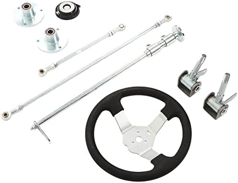 300mm Karts Steering Wheel Kit, Tie Bar Steering Wheel Mount Kit, Tie Rod Ball Joint Rack Shaft Kit for Kart Quad