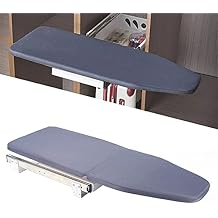 Closet Pull-Out Ironing Board 31.5" X 11.6" Retractable Iron Board Mini Ironing Board Stow Away in The Cabinet 180 Rotation for Small Spaces | with Cotton Cover | Grey US Stock