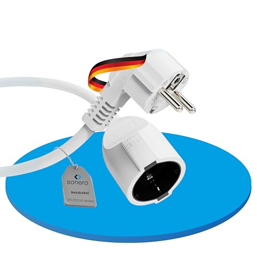 Sonero® Euro-Cavo di alimentazione, cavo di alimentazione per elettrodomestici, spina di terra a presa IEC C13, cavo di alimentazione, 1,00m, bianco