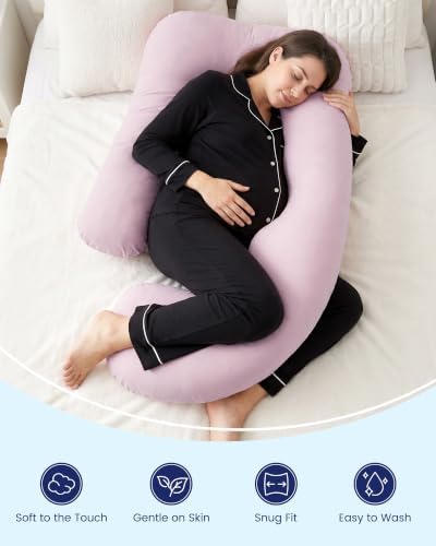 TotAha 부드러운 임산부 베개 커버: Momcozy U자형 바디 필로우와 호환, 149.2/149.2cm(55/57인치) 임산부 베개용 교체 베개 커버 2팩, 베개 미포함 — 사진 2
