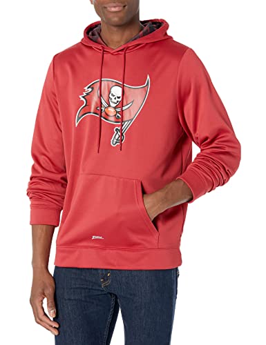 Zubaz Men's NFL Solid Team Color Pullover Hoodie with Large Primary Logo and Camo Hood Liner, Tampa Bay Buccaneers, Small