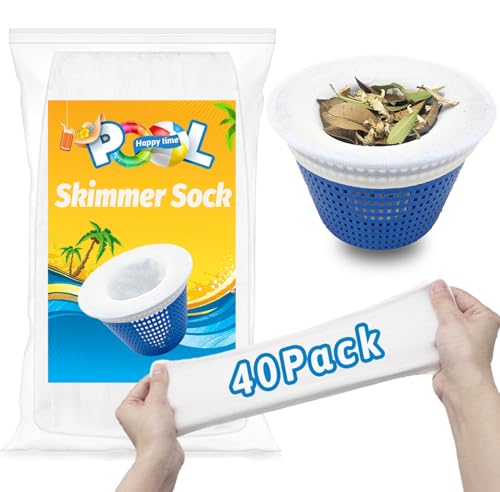 WXFANA 40-Pack Pool Skimmer Socks, Ultra Fine Mesh Screen Skimmer Filter Socks Swimming Pool Skimmer Basket Sock Pool Cleaning Filter Socks Cleans Debris and Leaves for In-Ground or Above Ground Pools