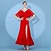 ZYDANC Ballroom Dance Dresses Backless Split Skirt Waltz Training Dance Costumes Smooth Foxtrot Tango Dancewear,Red,S