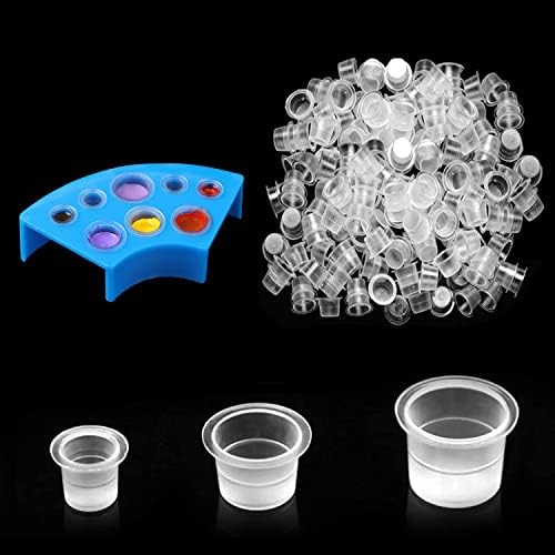 Tattoo Ink Caps 300 Pieces with 1 Cup Holder - Mixed Sizes 100 Small 100 Medium 100 Large for Tattoo Ink Tattoo Supplies Tattoo Sets