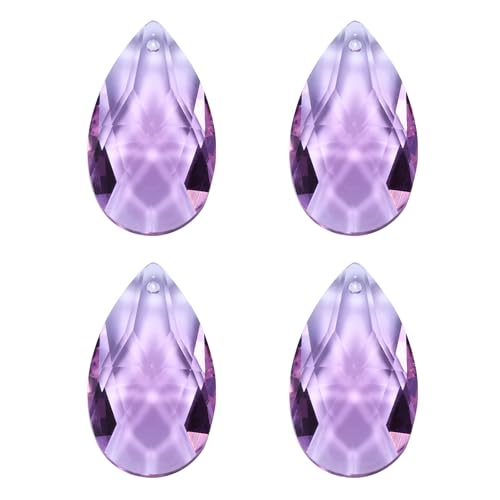 PATIKIL Pendentifs Cristal K9 Larmes Larmes, 4 Pièces 38mm Parties Lustre Prismes Perles Suspendues DIY Lampe pour Arts Artisanats Décoration, Lilas Clair