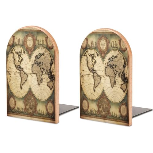 Wooden Bookends Vintage Old