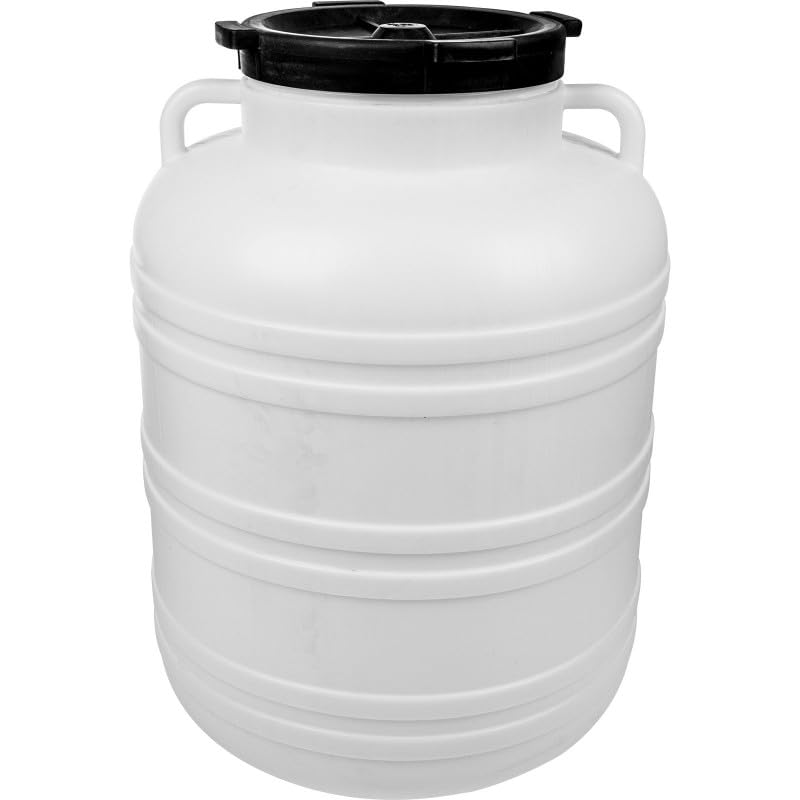 DIAH DO IT AT HOME 60L (15.8 Gal) Large Food Grade Plastic Barrel with Lid & Handles - Heavy Duty Container for Brine Pickling, Fermentation, Sauerkraut, Kimchi & Water Storage