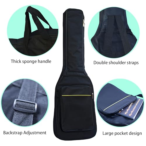 moosiker Electric Guitar Gig Bag Case Soft 0.3 inch Padding Dual Adjustable Shoulder Strap Backpack Electric Guitar B (39Inch-6MM Thick Black, electric guitar)