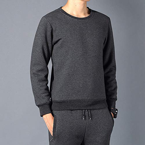 Image of Gihuo Men's Warm Crewneck Sherpa Lined Fleece Sweatshirt Pullover Tops