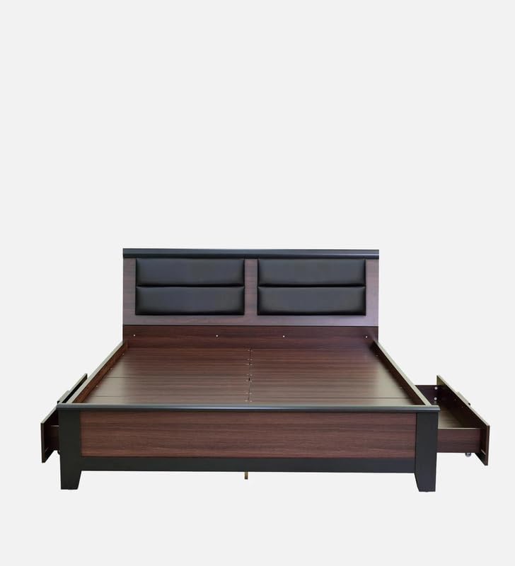 Image of Mintwud Pepperfry Engineered Wood King Size Bed with Drawer Storage | Wooden Double Bed Cot Palang Furniture with Headboard for Bedroom Living Room Home and Hotel (Wenge Finish)