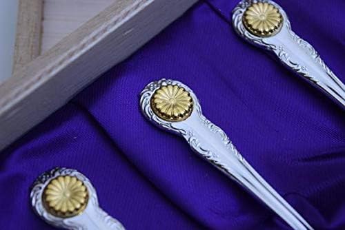 アンティーク 天皇陛下菊紋入スプ‐ン 5点セット 極 - DOMPUPROJECT.COM 皇室特製記念品 天皇陛下菊の御紋入 七宝銅製皿 5客セット 保管品 稀珍