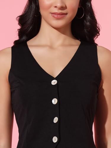 Image of Trend Arrest.ed Women's V-Neck Waistcoat | Button-Down Sleeveless Top | Premium Stretchable Lycra Formal & Casual Layer