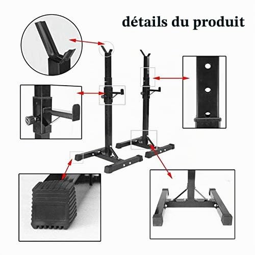 Rack Squat Réglable (105-160 cm), Multifonction Haltère Rack, Repose Barre Musculation Support, Charge Max. 200 kg (Noir)