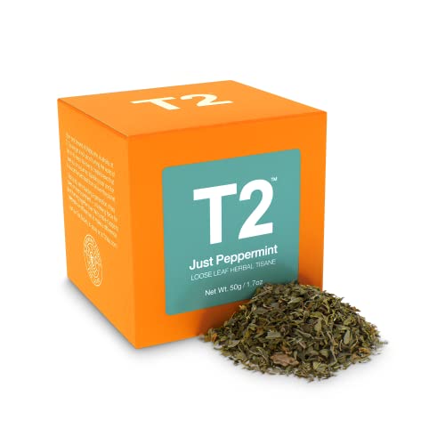 T2 Tea Just Peppermint Loose Leaf Herbal Tea in Box, 50 g