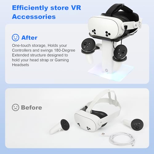 Baomaeyea Design Charging Dock Compatible with Meta Quest 3S/Quest 3 Accessories,RGB Charging Vertical Stand,Bottom LED Light & Non-Slip Mat (white) - Image 3