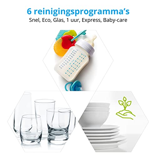 MEDION Mini Afwasmachine, tafelmodel, vaatwasser, 2 couverts, werkt met/zonder wateraansluiting, 6 reinigingsprogramma's, starttijdkeuze, vrijstaand, MD 37217 - Afbeelding 5