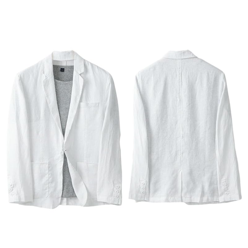 Blazer décontracté en lin homme coupe ample veste d'été légère un bouton style casual